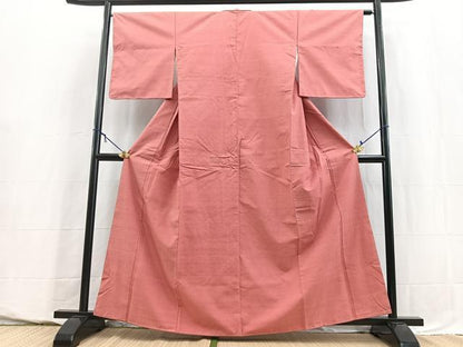 平和屋着物■上質な紬　桃色　正絹　逸品　未使用　BAAY5604yc
