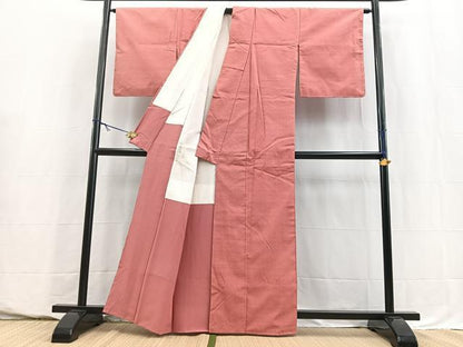 平和屋着物■上質な紬　桃色　正絹　逸品　未使用　BAAY5604yc