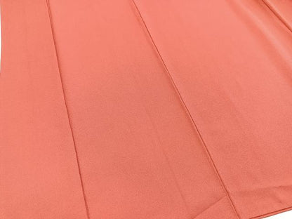 平和屋着物■上質な色無地　唐草地紋　韓紅色　正絹　逸品　BAAY5605yc