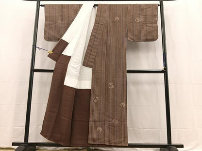 平和屋着物■訪問着　お召地　総刺繍　草花丸文　金彩　正絹　逸品　未使用　BAAY5606yc