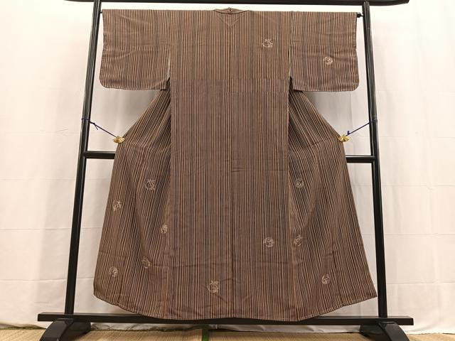 平和屋着物■訪問着　お召地　総刺繍　草花丸文　金彩　正絹　逸品　未使用　BAAY5606yc