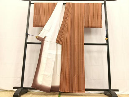 平和屋着物■上質な小紋　縞　正絹　逸品　BAAY5609yc
