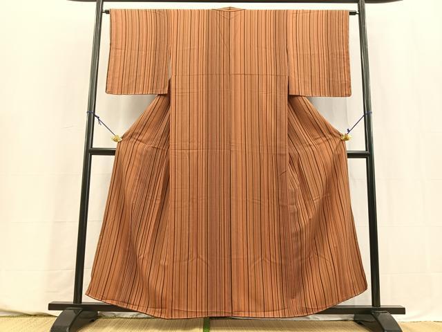 平和屋着物■上質な小紋　縞　正絹　逸品　BAAY5609yc