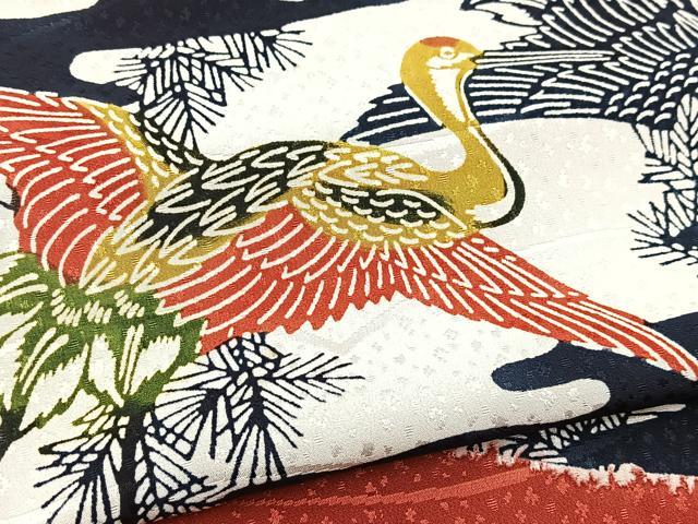 平和屋着物■訪問着　絞り　型染め　飛鶴エ霞文　正絹　逸品　BAAY5610yc