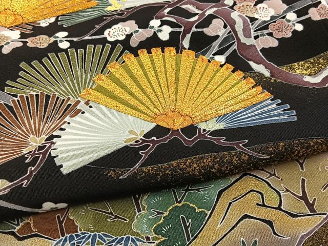 平和屋着物■豪華黒留袖　作家物　駒刺繍　風景松文　正絹　逸品　BAAY5615yc