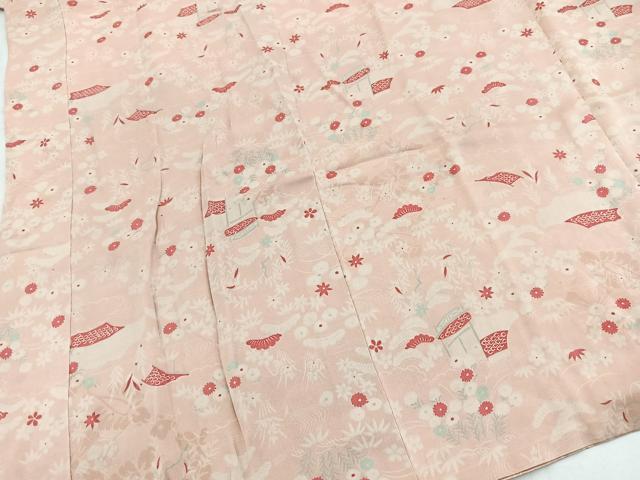 平和屋着物■長襦袢　袷　風景花文　正絹　逸品　BAAY5616yc