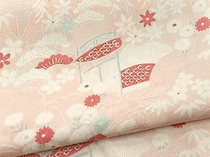 平和屋着物■長襦袢　袷　風景花文　正絹　逸品　BAAY5616yc