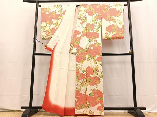 平和屋着物■上質な小紋　雲取り枝梅文　正絹　逸品　BAAY5618yc