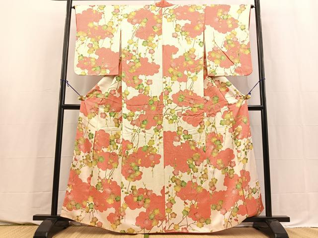 平和屋着物■上質な小紋　雲取り枝梅文　正絹　逸品　BAAY5618yc
