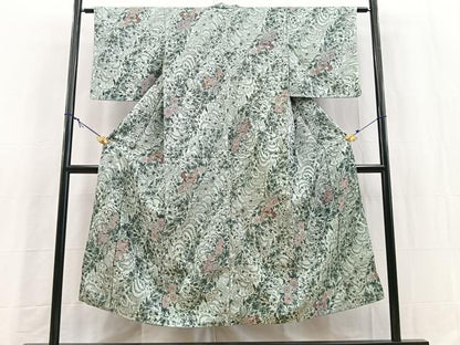 平和屋着物■上質なお召　更紗花文　正絹　逸品　BAAY5620yc