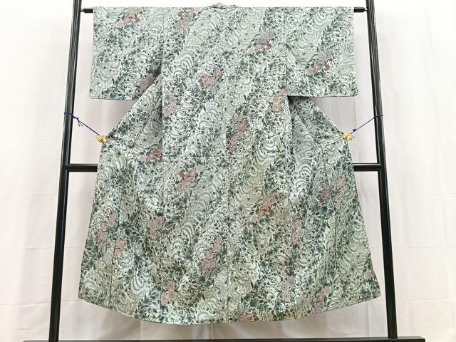 平和屋着物■上質なお召　更紗花文　正絹　逸品　BAAY5620yc