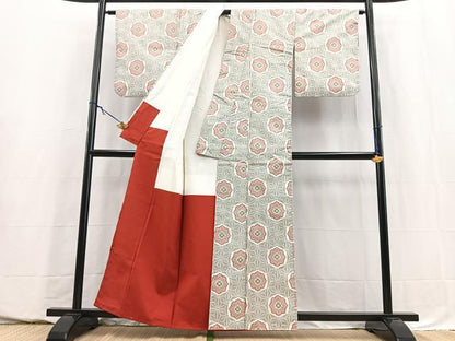 平和屋着物■本場村山大島紬　幾何学花文　正絹　逸品　BAAY5622yc