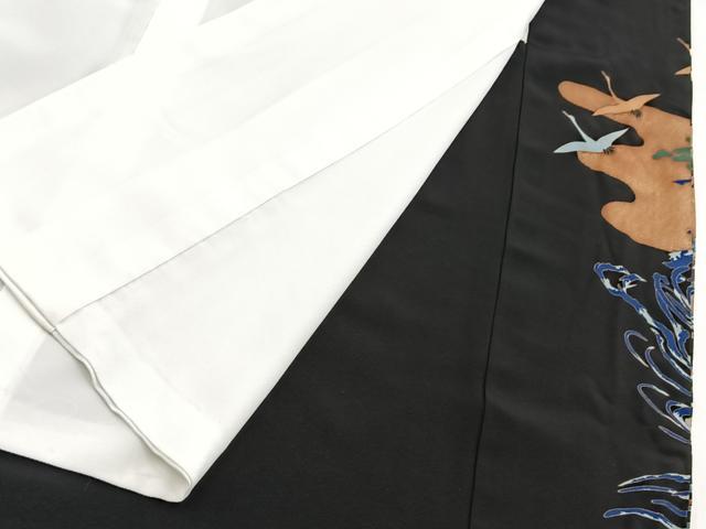 平和屋着物■豪華黒留袖　駒刺繍　萬寿染　飛鶴浜松文　金彩　正絹　逸品　BAAY5623yc