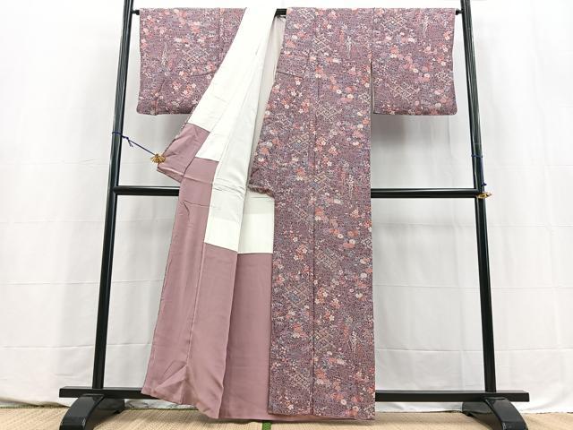 平和屋着物■上質な小紋　動物流水花文　正絹　逸品　BAAY5625yc