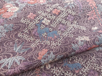 平和屋着物■上質な小紋　動物流水花文　正絹　逸品　BAAY5625yc