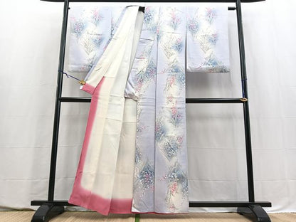 平和屋着物■上質な小紋　草花文　暈し染め　正絹　逸品　BAAY5626yc