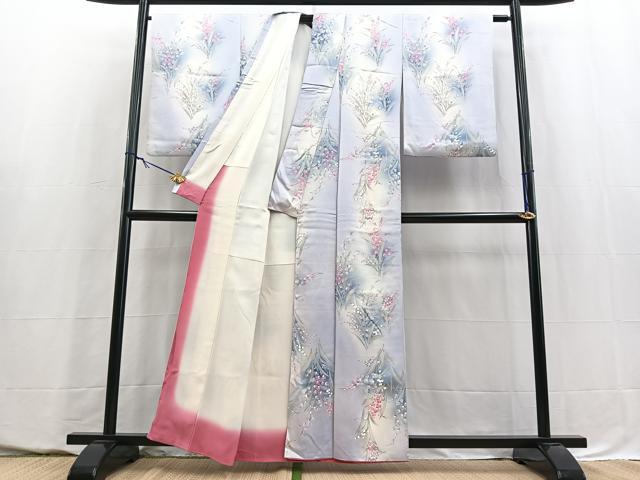 平和屋着物■上質な小紋　草花文　暈し染め　正絹　逸品　BAAY5626yc