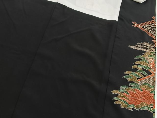 平和屋着物■豪華黒留袖　駒刺繍　菱天井花鳥丸文　金銀彩　正絹　逸品　BAAY5627yc
