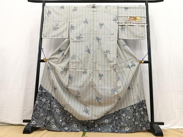 平和屋着物●訪問着　本場縞大島紬　作家物　辻が花　宮脇兼太郎商店謹製　証紙付き　正絹　逸品　BAAY5631yc