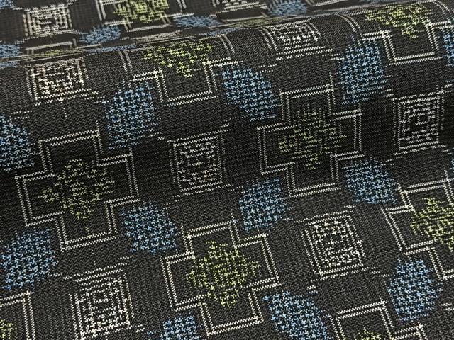 平和屋着物■本場村山大島紬　幾何学文様　正絹　逸品　BAAY5632yc