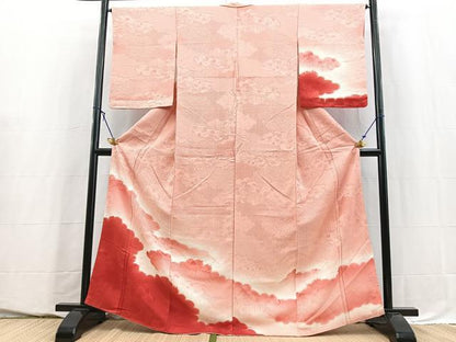 平和屋着物■訪問着　雲取り風景花地紋　雲重ね文　暈し染め　正絹　逸品　BAAY5634yc