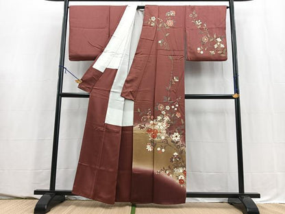 平和屋着物■訪問着　更紗花丸文　暈し染め　金彩　正絹　逸品　BAAY5636yc