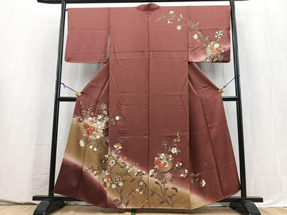 平和屋着物■訪問着　更紗花丸文　暈し染め　金彩　正絹　逸品　BAAY5636yc
