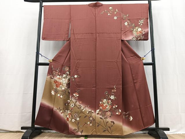 平和屋着物■訪問着　更紗花丸文　暈し染め　金彩　正絹　逸品　BAAY5636yc