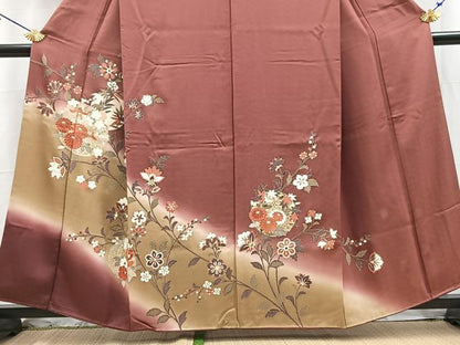 平和屋着物■訪問着　更紗花丸文　暈し染め　金彩　正絹　逸品　BAAY5636yc