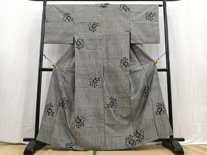 平和屋着物■上質な紬　薔薇　正絹　逸品　BAAY5637yc