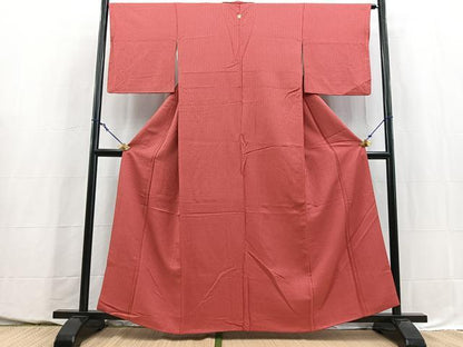 平和屋着物■上質な色無地　格子柄地紋　今様色　正絹　逸品　BAAY5639yc