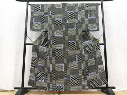 平和屋着物■上質な小紋　幾何学文様　正絹　逸品　BAAY5640yc