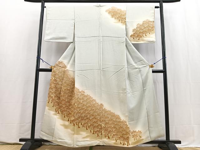 平和屋着物■訪問着　刺繍　草木文　暈し染め　正絹　逸品　BAAY5644yc