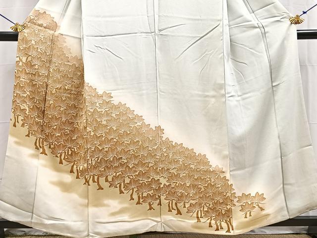 平和屋着物■訪問着　刺繍　草木文　暈し染め　正絹　逸品　BAAY5644yc