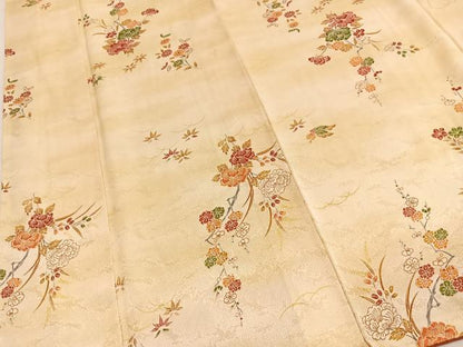 平和屋着物■上質な小紋　花蝶文　型染め　暈し染め　正絹　逸品　未使用　BAAY5645yc