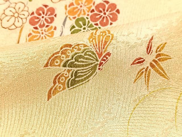 平和屋着物■上質な小紋　花蝶文　型染め　暈し染め　正絹　逸品　未使用　BAAY5645yc