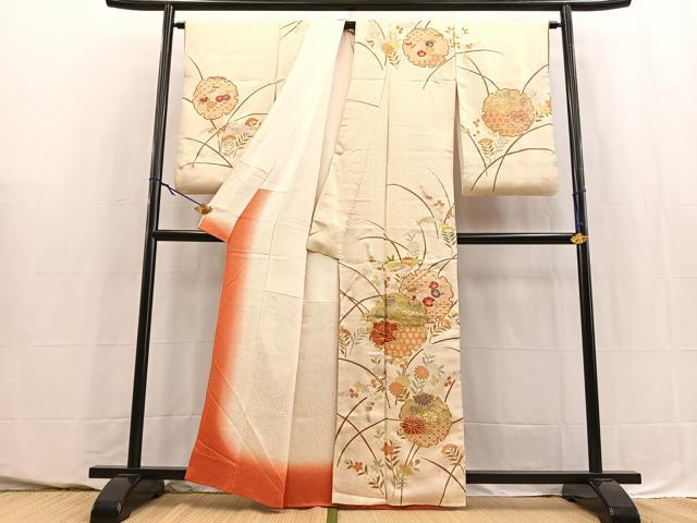 平和屋着物■訪問着　駒刺繍　雪輪花文　金銀彩　正絹　逸品　BAAY5646yc