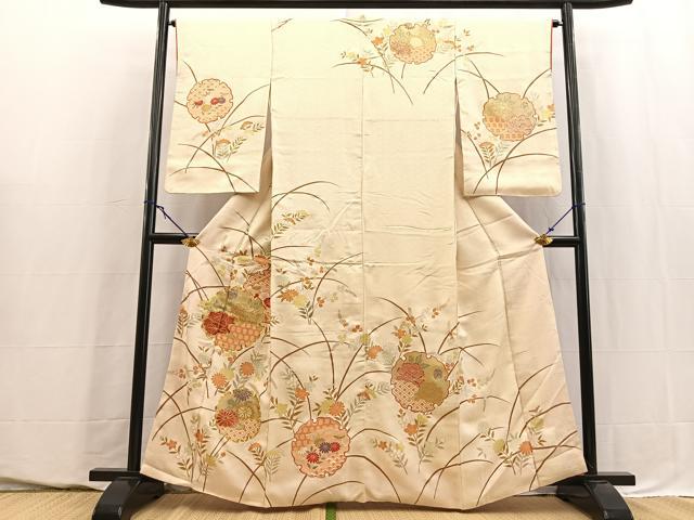 平和屋着物■訪問着　駒刺繍　雪輪花文　金銀彩　正絹　逸品　BAAY5646yc