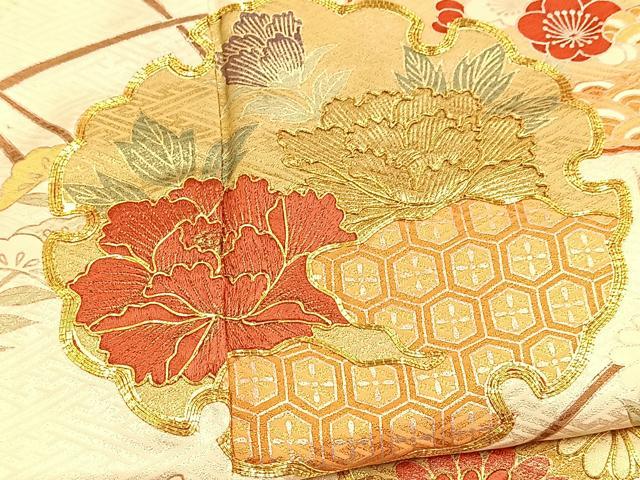 平和屋着物■訪問着　駒刺繍　雪輪花文　金銀彩　正絹　逸品　BAAY5646yc