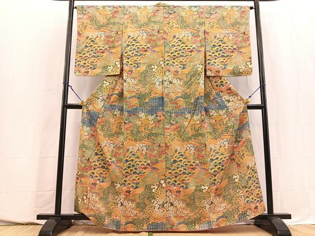 平和屋着物■訪問着　風景花文　正絹　逸品　BAAY5647yc