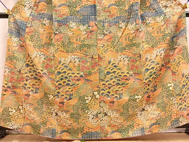 平和屋着物■訪問着　風景花文　正絹　逸品　BAAY5647yc