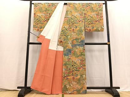 平和屋着物■訪問着　風景花文　正絹　逸品　BAAY5647yc