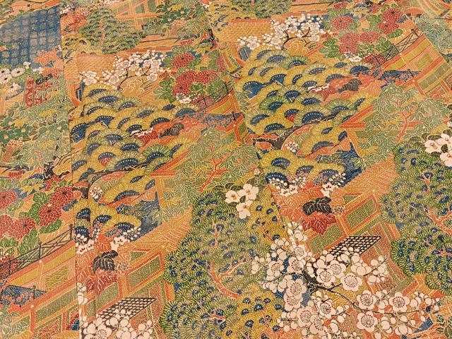 平和屋着物■訪問着　風景花文　正絹　逸品　BAAY5647yc