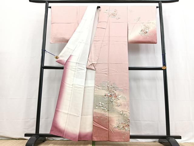 平和屋着物■訪問着　流水御所車花文　暈し染め　金銀彩　正絹　逸品　BAAY5648yc