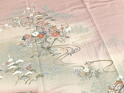 平和屋着物■訪問着　流水御所車花文　暈し染め　金銀彩　正絹　逸品　BAAY5648yc