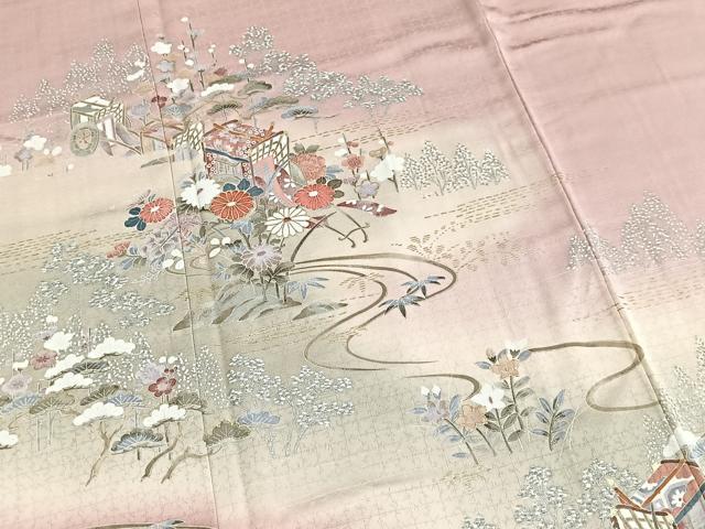 平和屋着物■訪問着　流水御所車花文　暈し染め　金銀彩　正絹　逸品　BAAY5648yc
