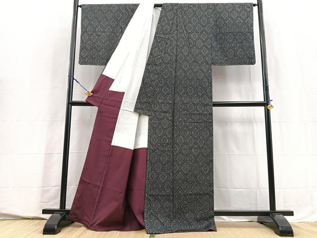 平和屋着物■上質な紬　幾何学文様　正絹　逸品　未使用　BAAY5649yc