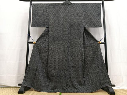 平和屋着物■上質な紬　幾何学文様　正絹　逸品　未使用　BAAY5649yc