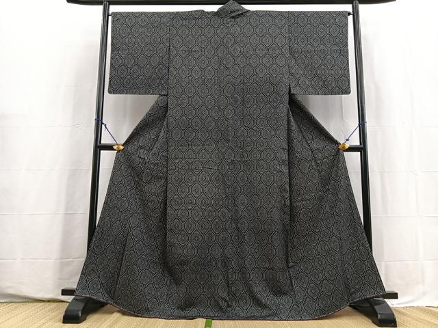 平和屋着物■上質な紬　幾何学文様　正絹　逸品　未使用　BAAY5649yc