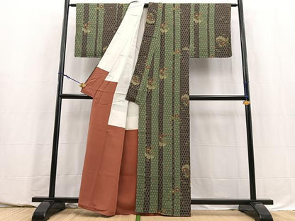 平和屋着物■上質な小紋　雪輪花文　正絹　逸品　BAAY5651yc
